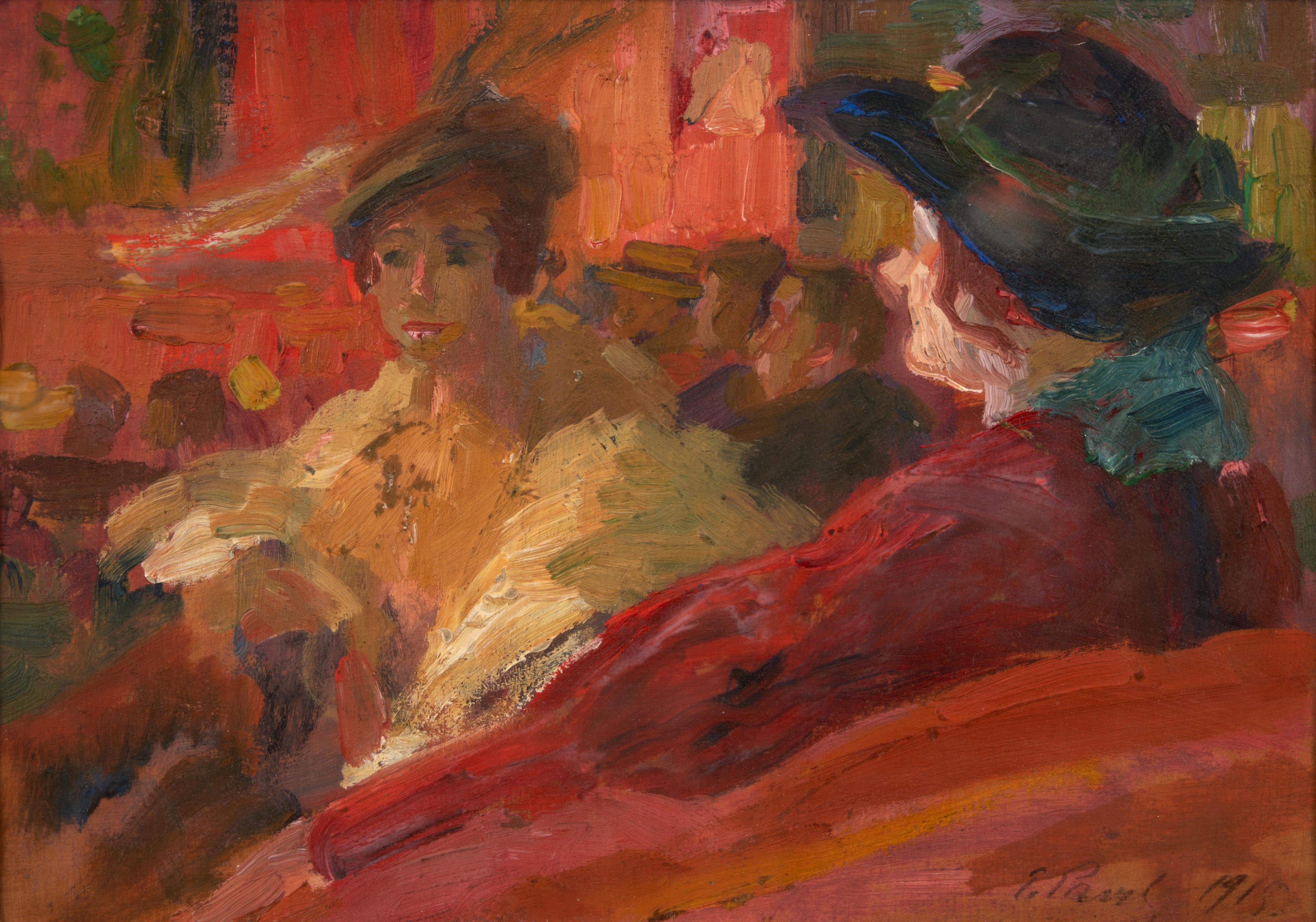 Impressionist painting of Parisian street scene, Lure Lodge au Casino de Montmartre, by Elie Anatole Pavil.