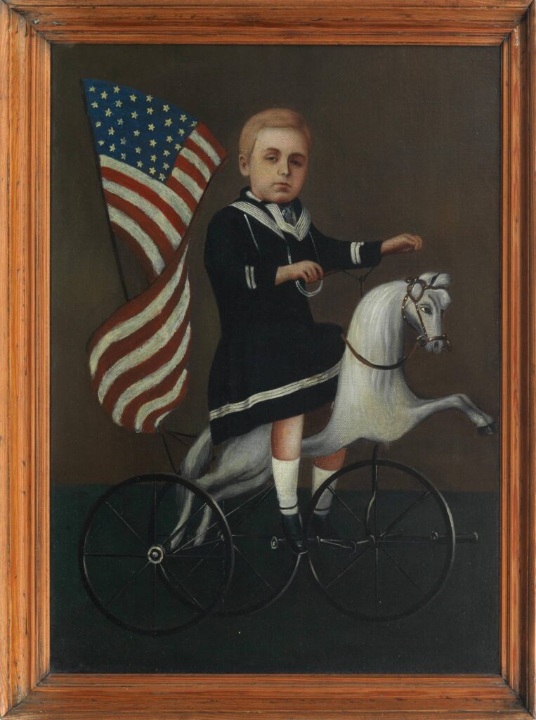 Portrait of a Boy on Velocipede Horse – American Naïve Art